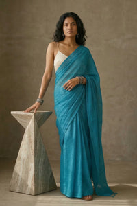 Azure Veil | Mul Cotton | Indidha Saree