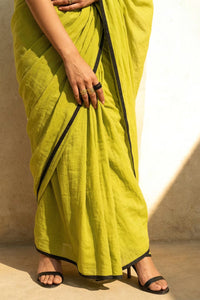 Chartreuse Charm | Mul Cotton | Indidha Saree