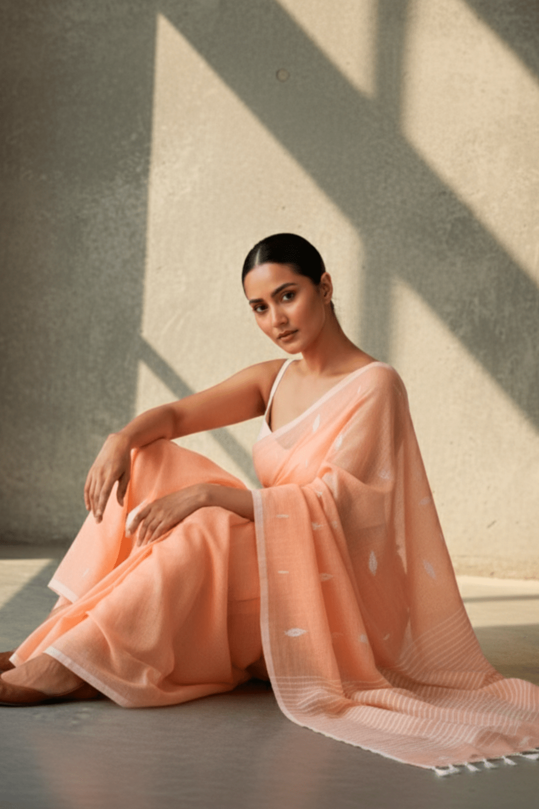 PEACH MUSE | Mul Cotton | Indidha Saree