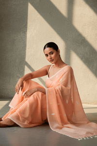 PEACH MUSE | Mul Cotton | Indidha Saree