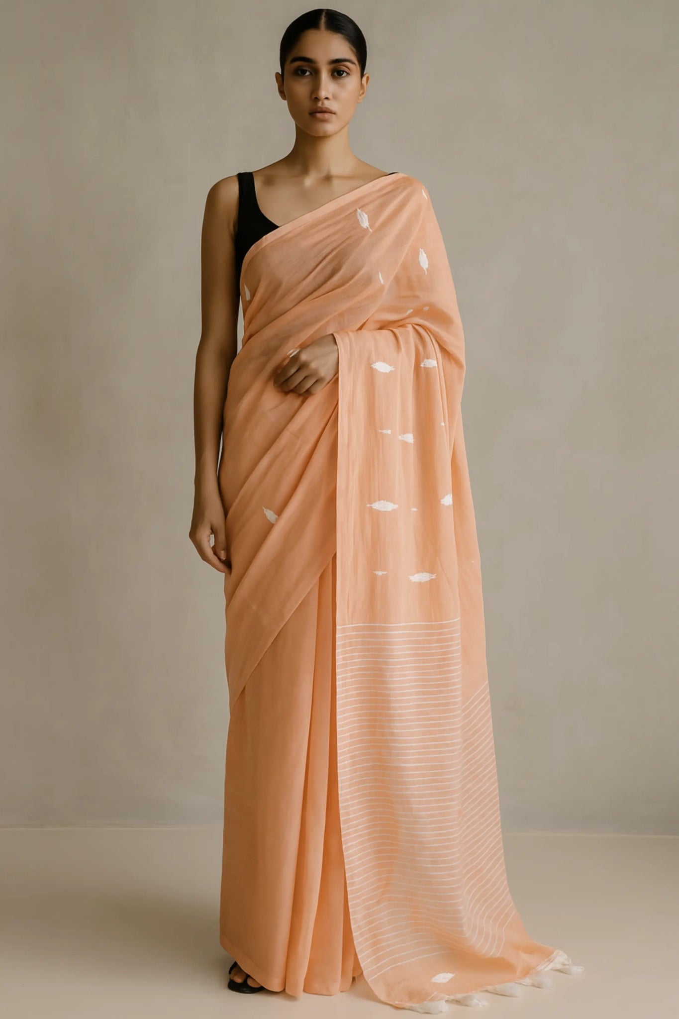 PEACH MUSE | Mul Cotton | Indidha Saree