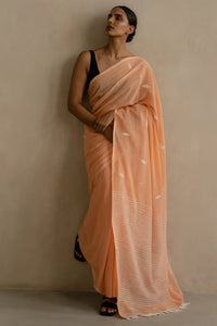 PEACH MUSE | Mul Cotton | Indidha Saree