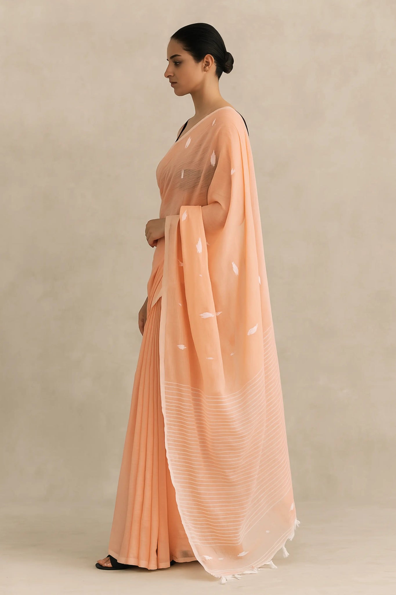 PEACH MUSE | Mul Cotton | Indidha Saree