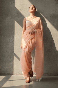 PEACH MUSE | Mul Cotton | Indidha Saree