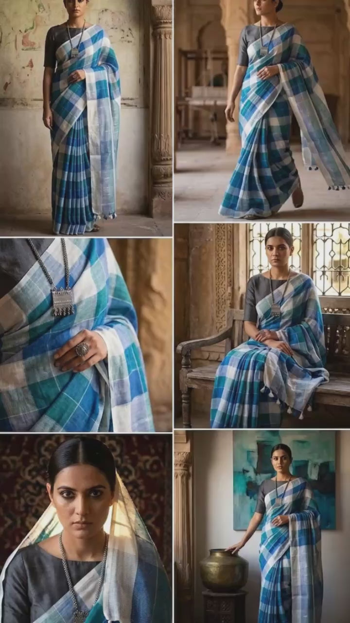 BLUE TRIBE | Linen | Indidha Saree
