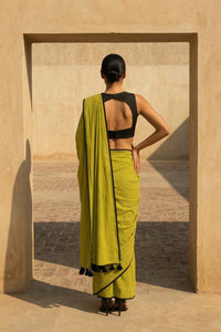 Chartreuse Charm | Mul Cotton | Indidha Saree