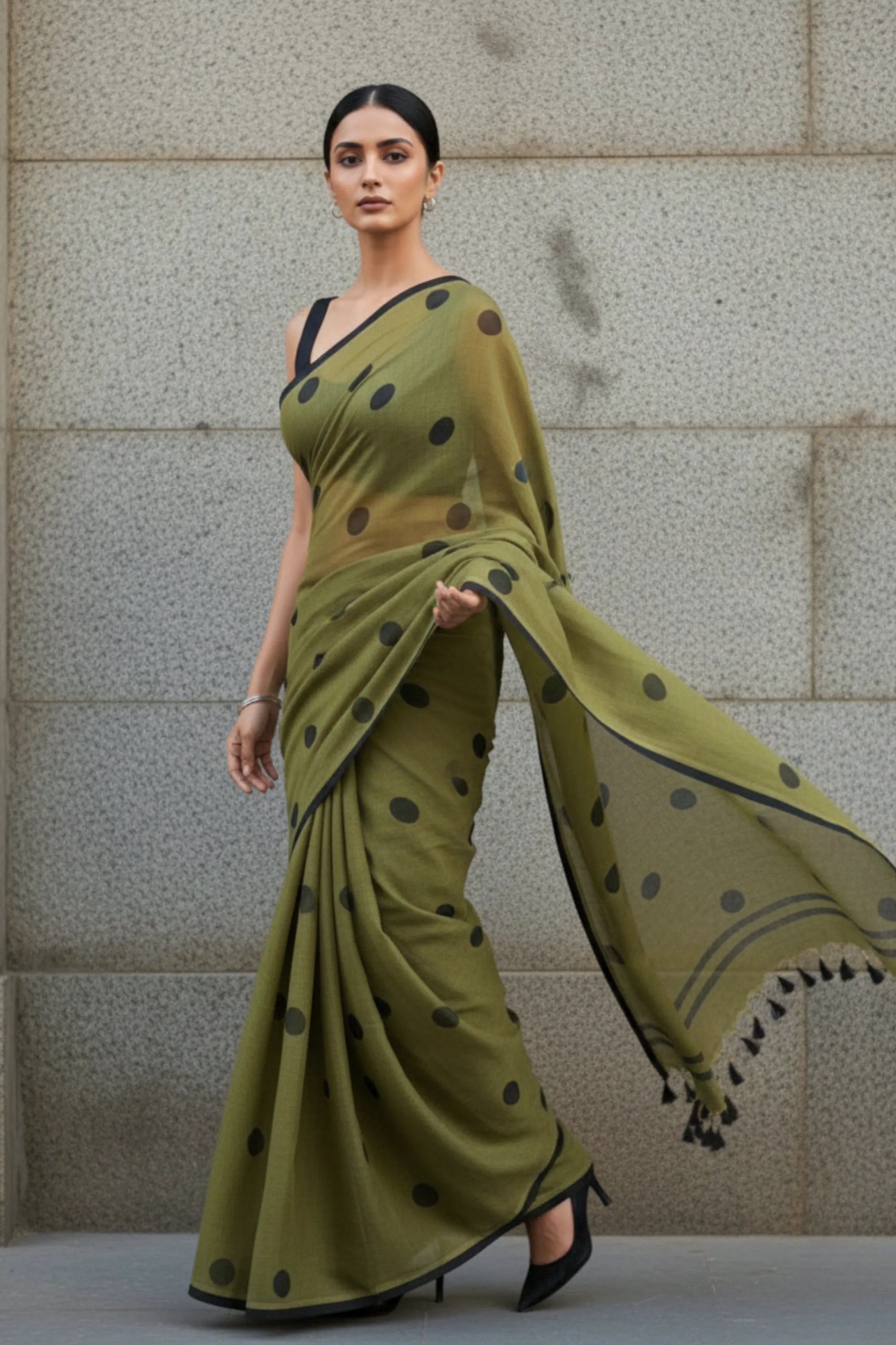 OLIVE DIVA | Mul Cotton | Indidha Saree