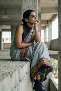 The Slate Rebellion | Mul Cotton | Indidha Saree
