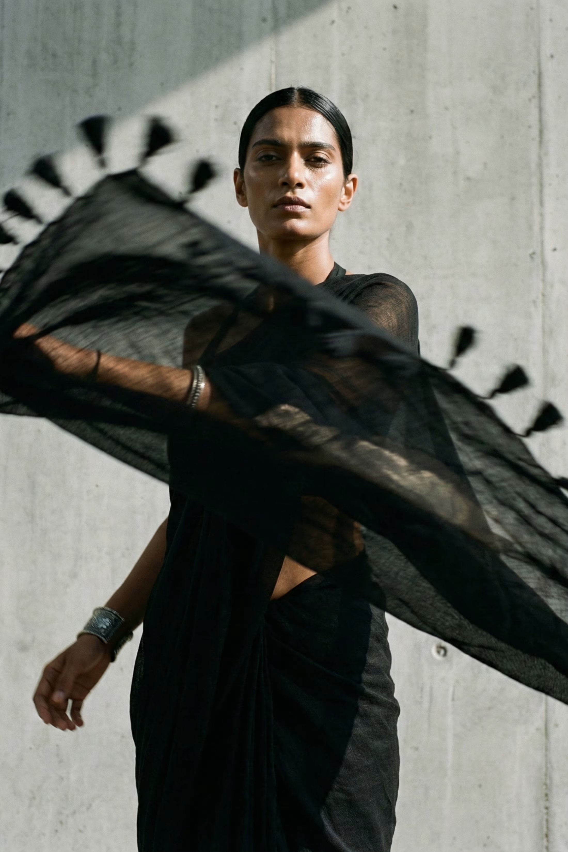 Ebon Drape | Mul Cotton | Indidha Saree