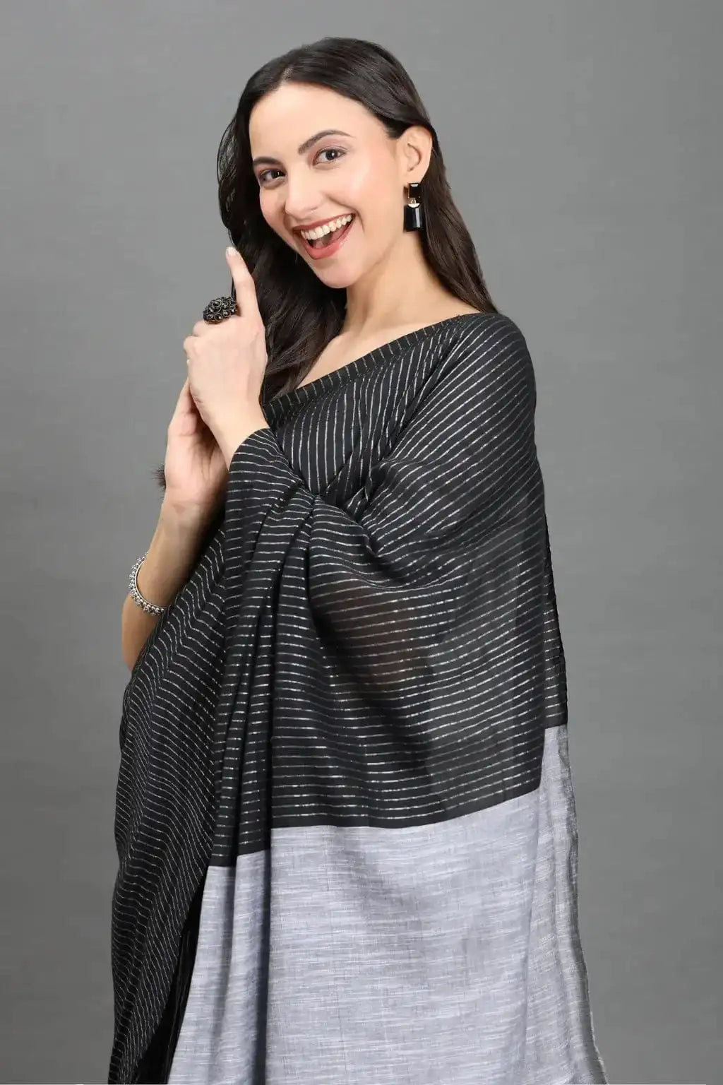 RAAG CHARCOAL | Pure Cotton | Indidha Saree