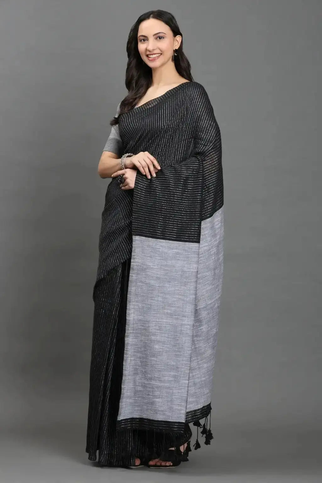 RAAG CHARCOAL | Pure Cotton | Indidha Saree