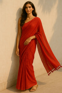 Raktika | Handloom Mul Cotton | Indidha Saree