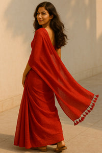 Raktika | Handloom Mul Cotton | Indidha Saree