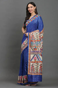 Rangrekha | Hand - painted Tussar Silk | Indidha Saree