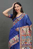 Rangrekha | Hand - painted Tussar Silk | Indidha Saree