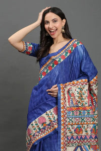 Rangrekha | Hand - painted Tussar Silk | Indidha Saree