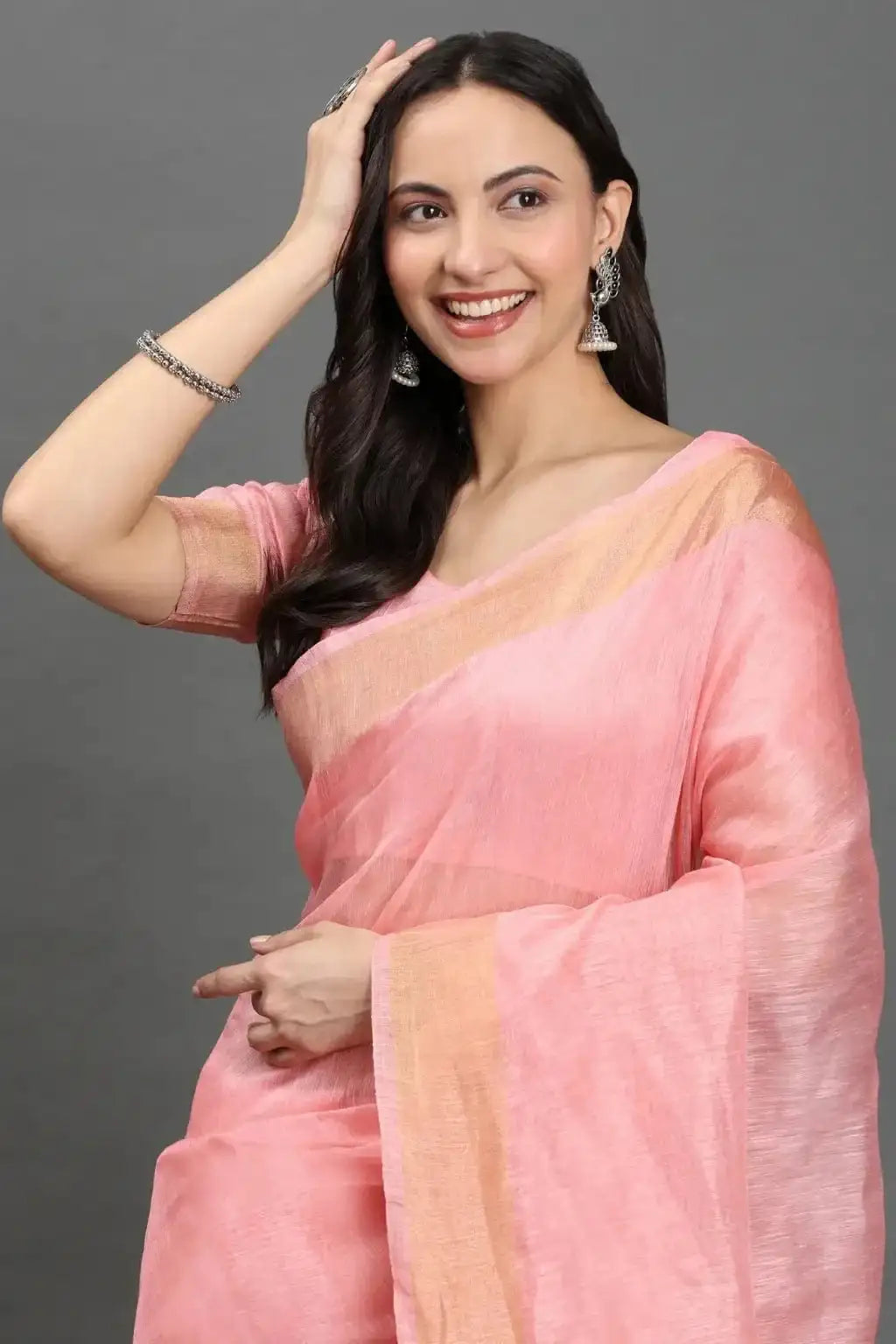 ROSE PEACH | Kota Linen | Indidha Saree