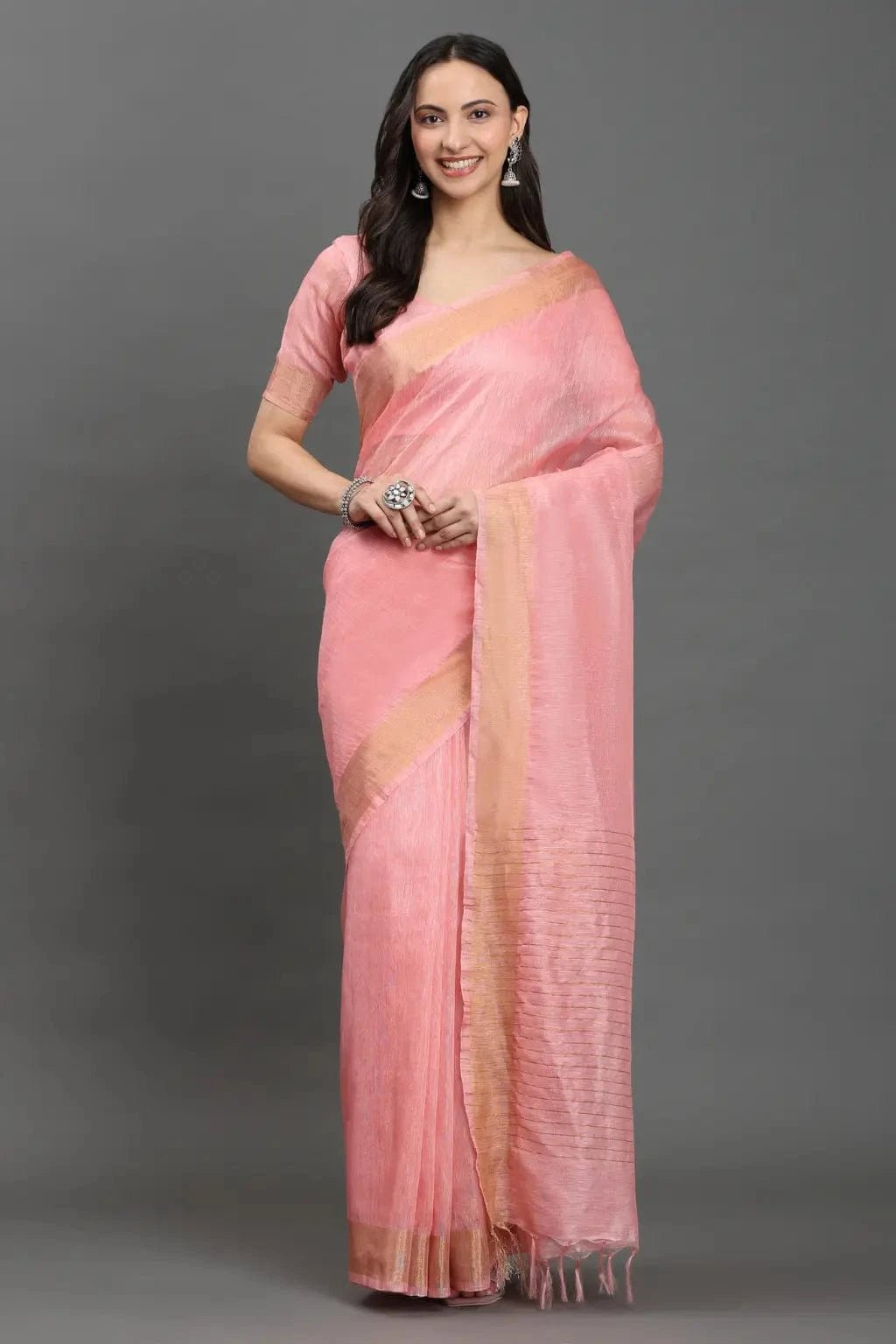 ROSE PEACH | Kota Linen | Indidha Saree