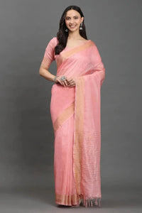 ROSE PEACH | Kota Linen | Indidha Saree