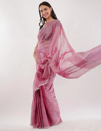 ROSY | Handloom Linen Tissue | Indidha Saree