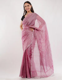 ROSY | Handloom Linen Tissue | Indidha Saree