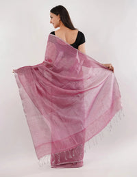 ROSY | Handloom Linen Tissue | Indidha Saree