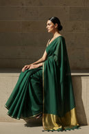 Saanjh in Green | Mul Cotton | Indidha Saree