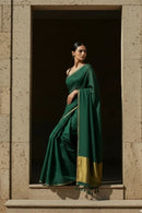 Saanjh in Green | Mul Cotton | Indidha Saree