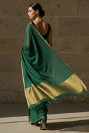Saanjh in Green | Mul Cotton | Indidha Saree
