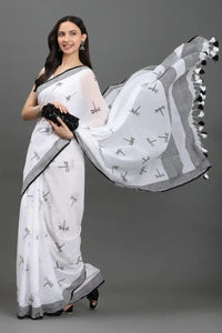 SAFED TITLI | Mul Cotton | Indidha Saree