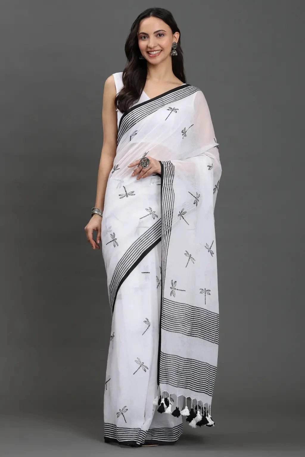 SAFED TITLI | Mul Cotton | Indidha Saree
