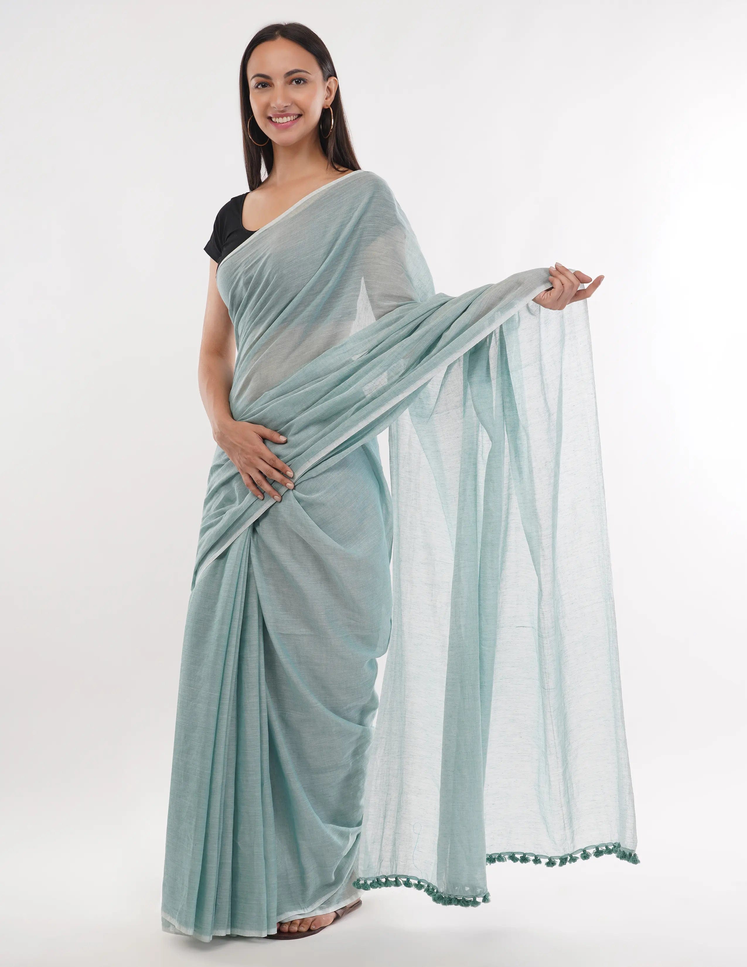 Puja Malakar, Fulia Saree AQUA MIST | Mul Cotton | Indidha Saree