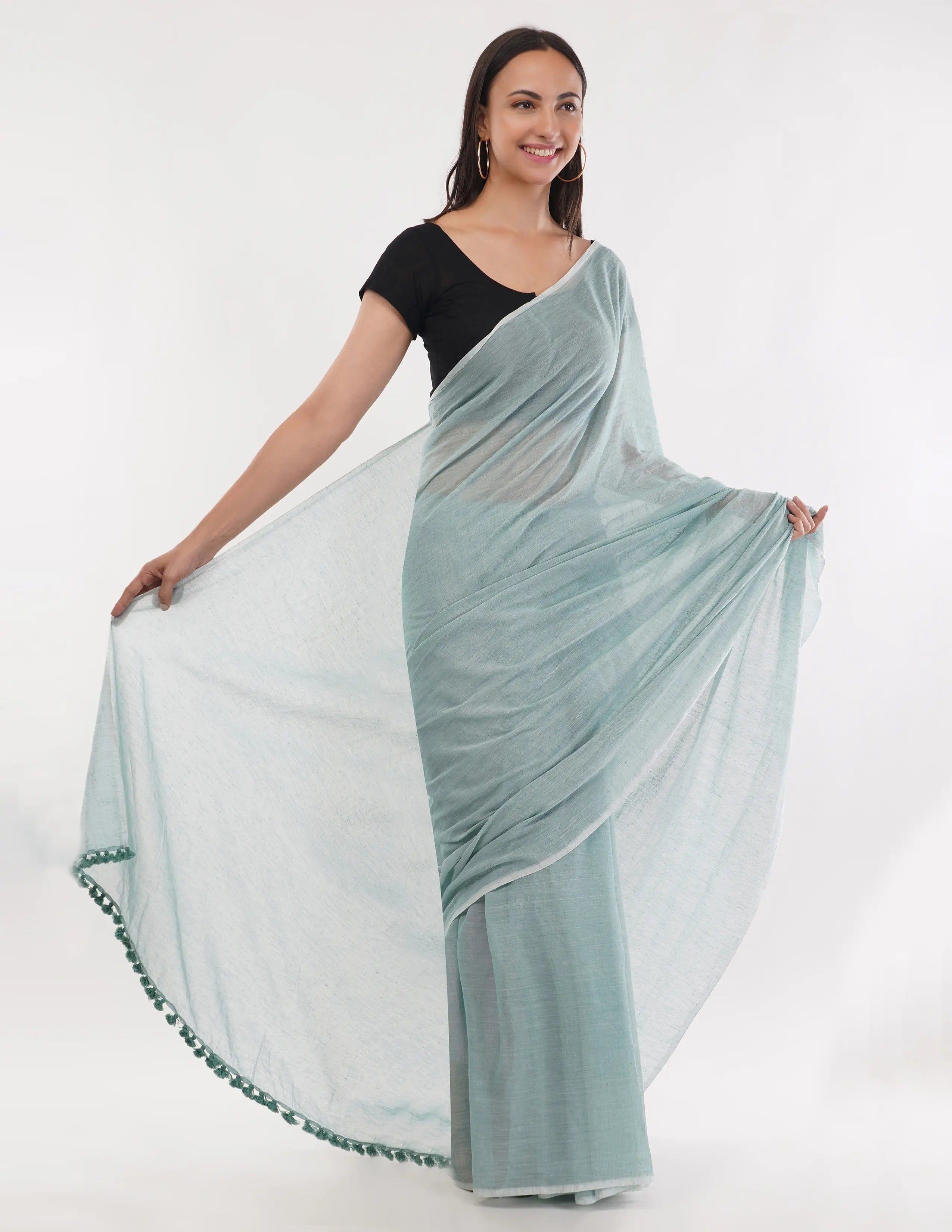 Puja Malakar, Fulia Saree AQUA MIST | Mul Cotton | Indidha Saree