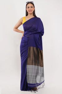 Suman SantiPur Saree AZURE | Khadi Cotton | Indidha Saree