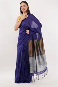 Suman SantiPur Saree AZURE | Khadi Cotton | Indidha Saree
