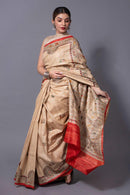 BEIGE TRIBE | Tussar Silk | Madhubani Print | Indidha Saree