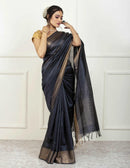 Bina Textile Saree BLACK DIAMOND | Muga Silk | Indidha Saree