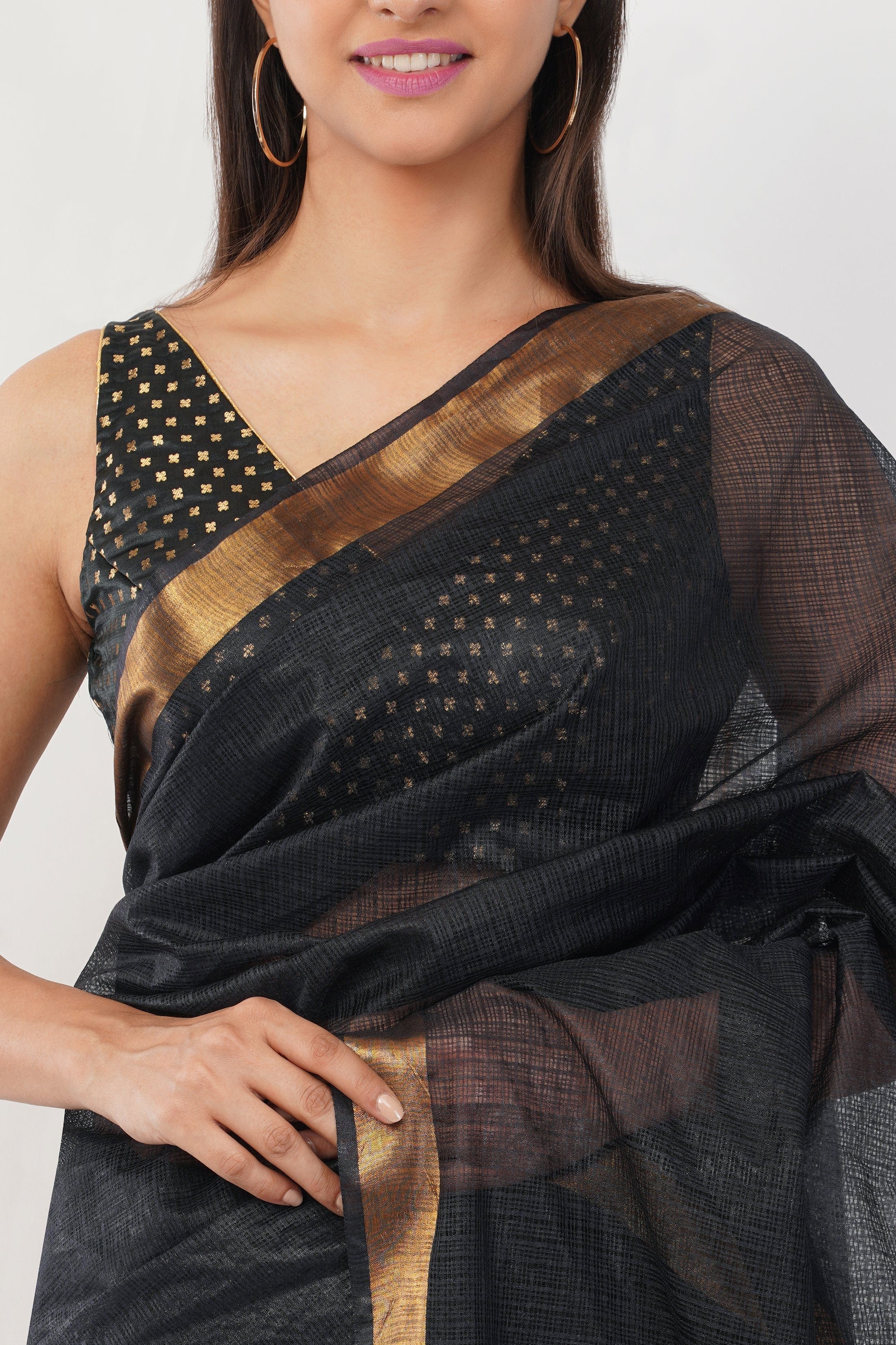 National Handloom, BGP Saree BLACK GOLD | Kota Doria | Indidha Saree