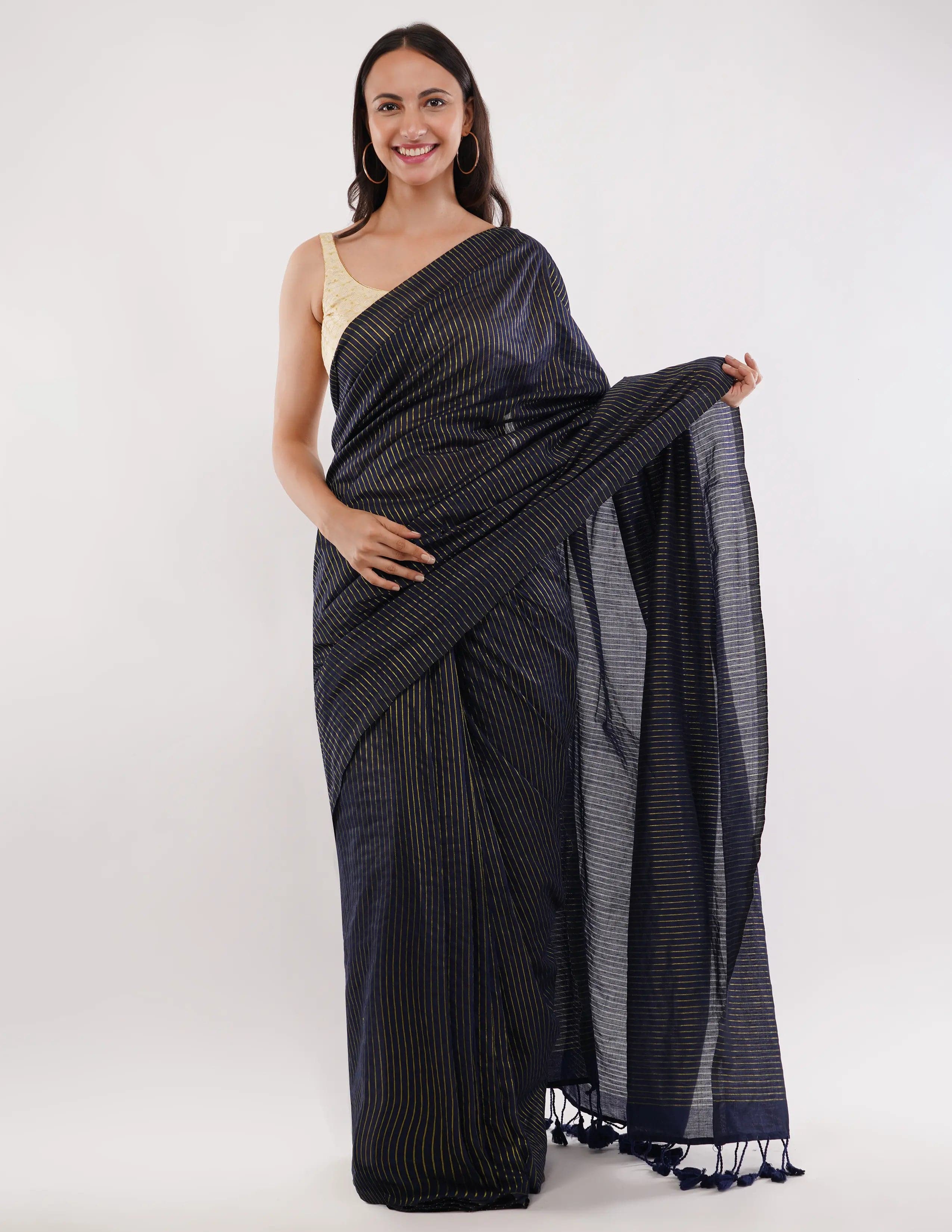 Suman SantiPur Saree BLUE LAGOON | Khadi Cotton | Indidha Saree