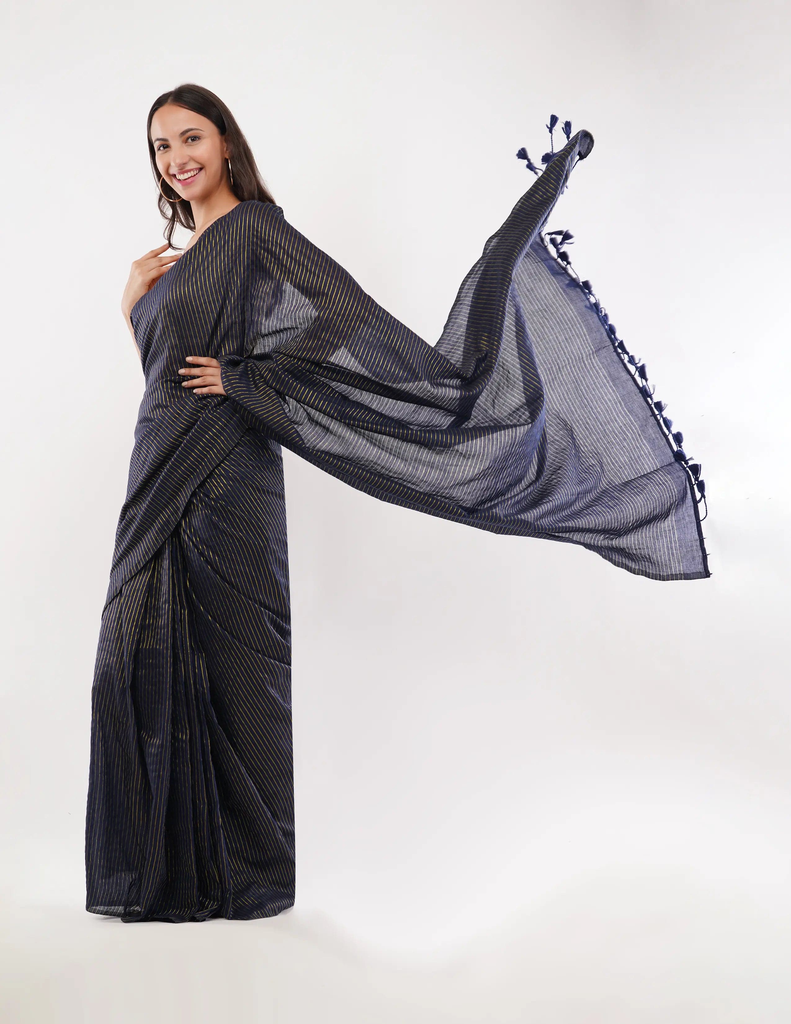 Suman SantiPur Saree BLUE LAGOON | Khadi Cotton | Indidha Saree