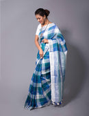 Bina Textile BGP Saree BLUE TRIBE | Linen | Indidha Saree