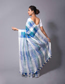 Bina Textile BGP Saree BLUE TRIBE | Linen | Indidha Saree