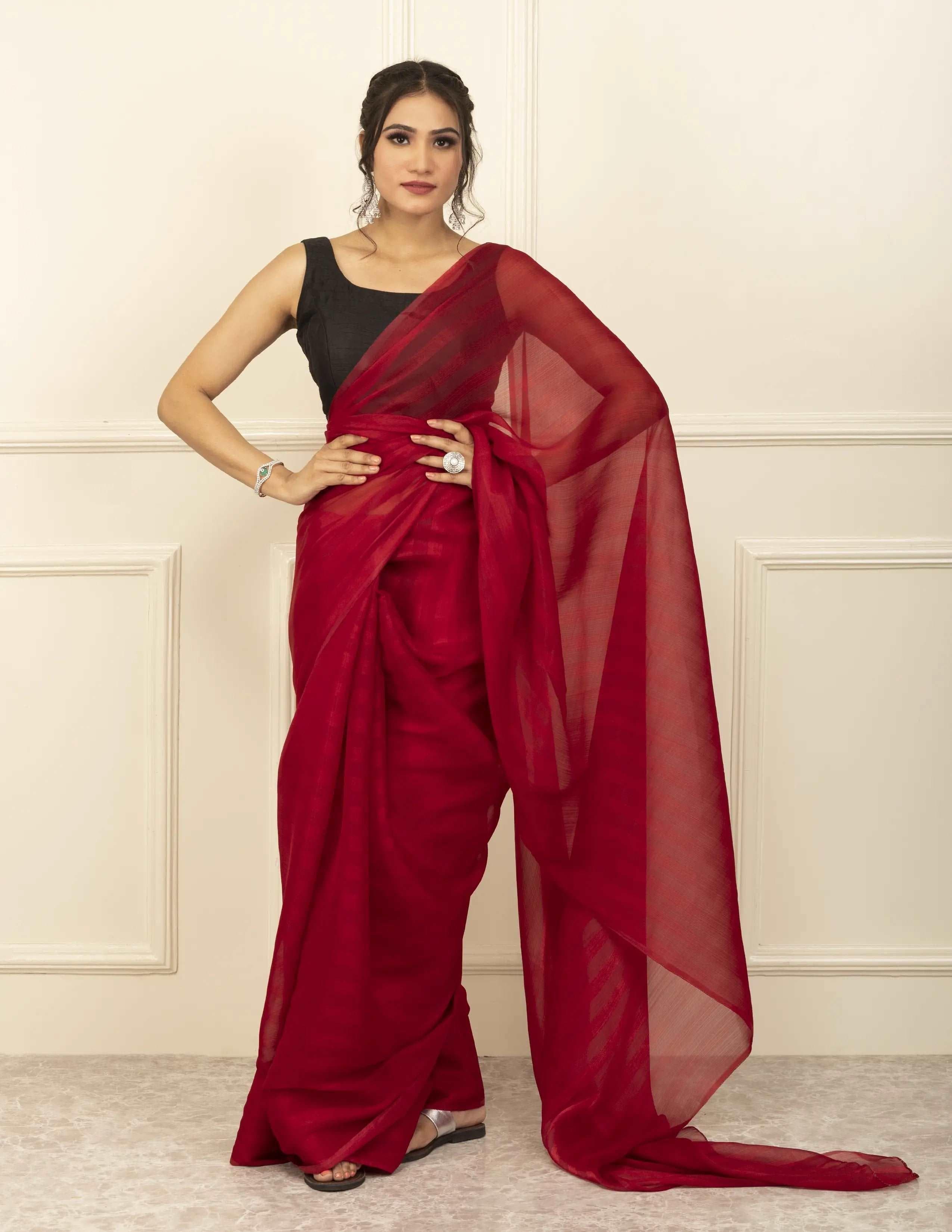BDS Gandhi Nagar Saree CHAHAT | Burberry Tissue | Indidha Saree