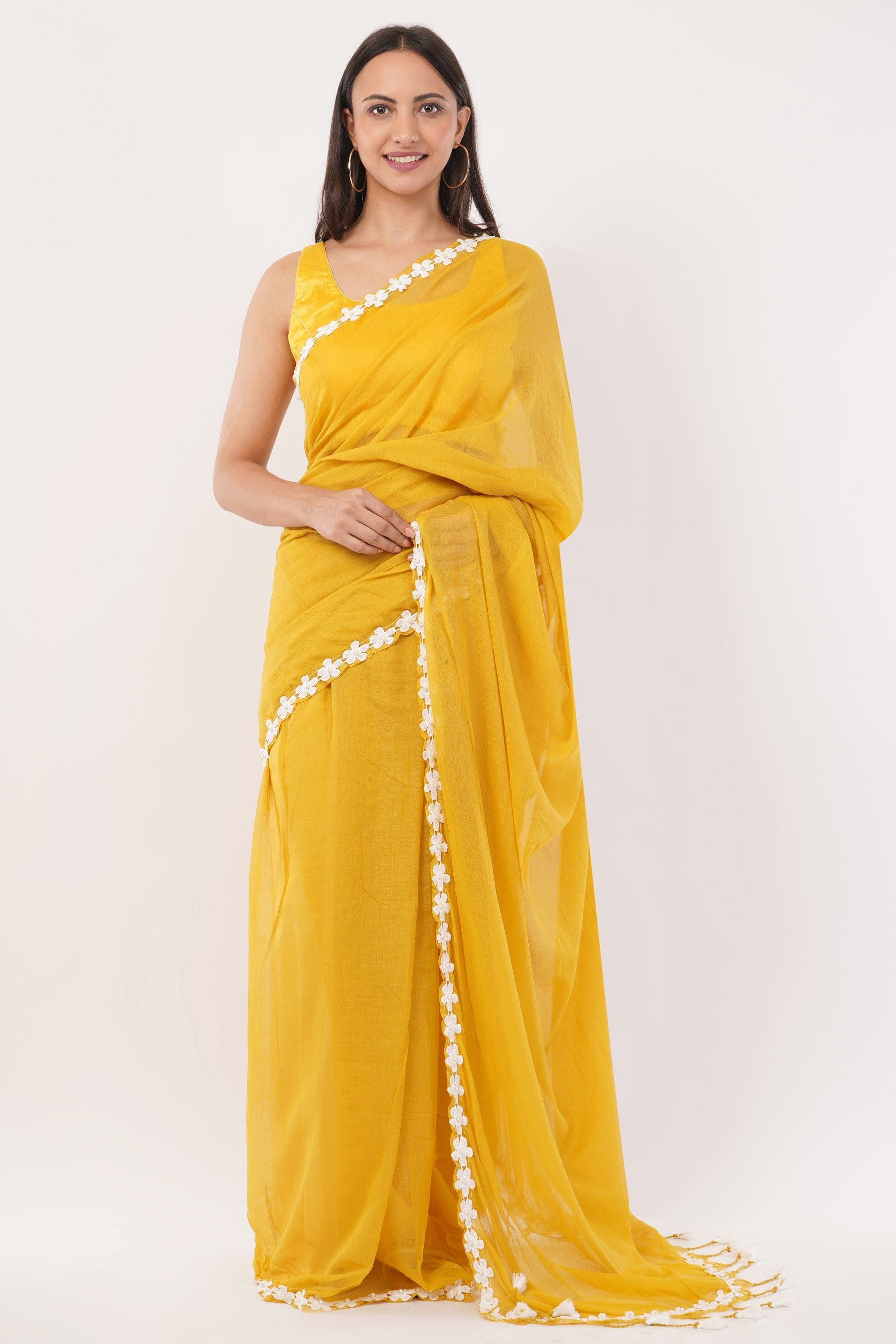 CITRUS CASACADE | Mul Cotton | Indidha Saree
