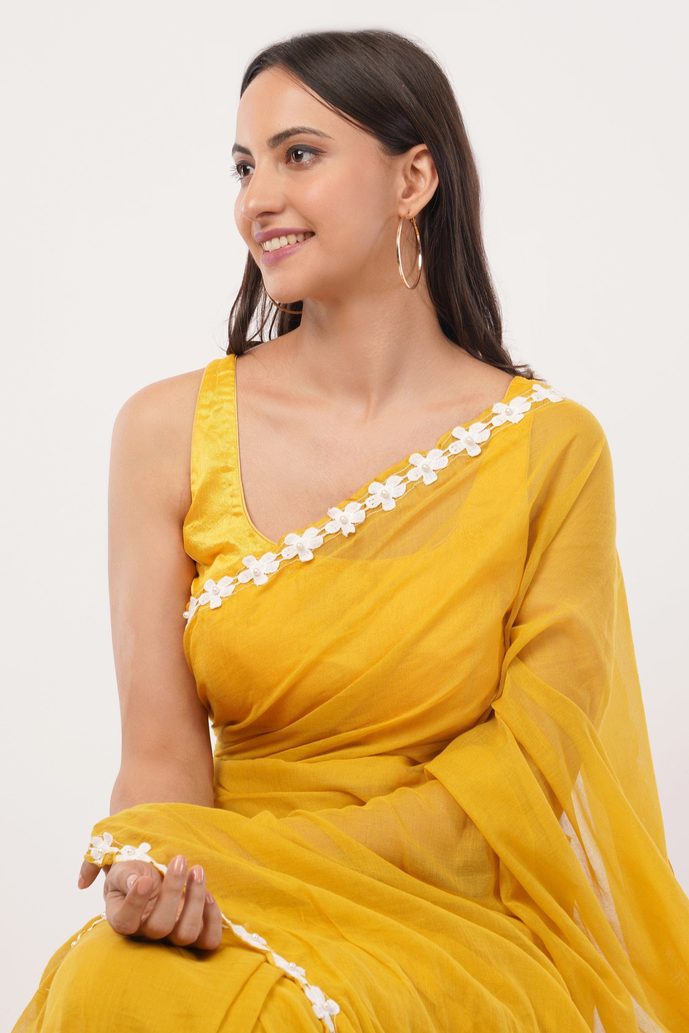 Suman SantiPur Saree CITRUS CASACADE | Mul Cotton | Indidha Saree