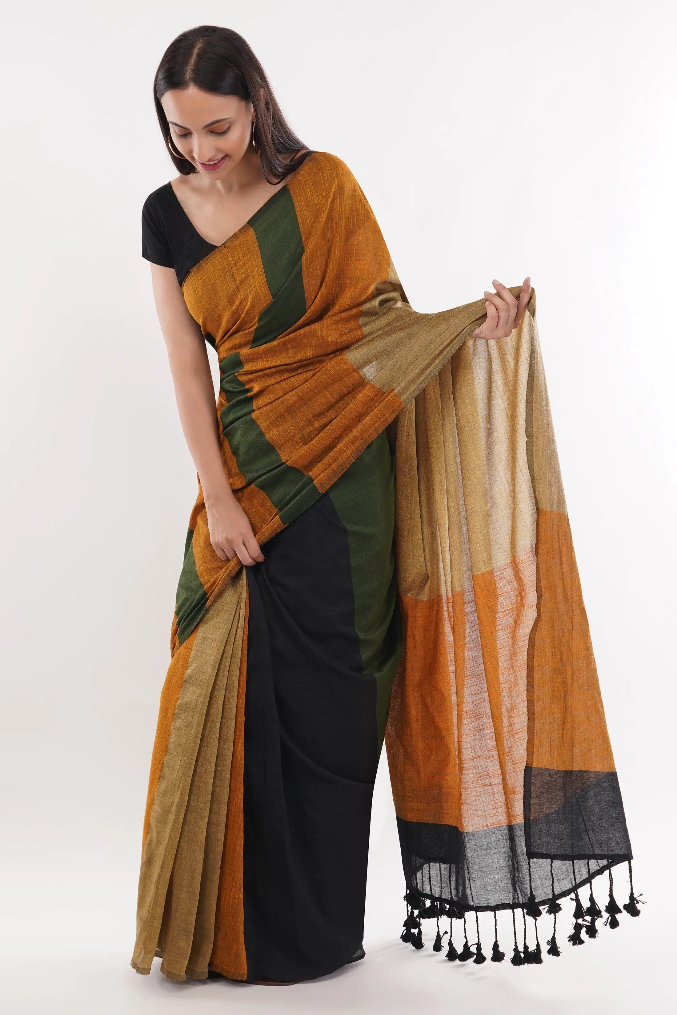 Puja Malakar, Fulia Saree COLOR CASCADE | Handloom Cotton | Indidha Saree