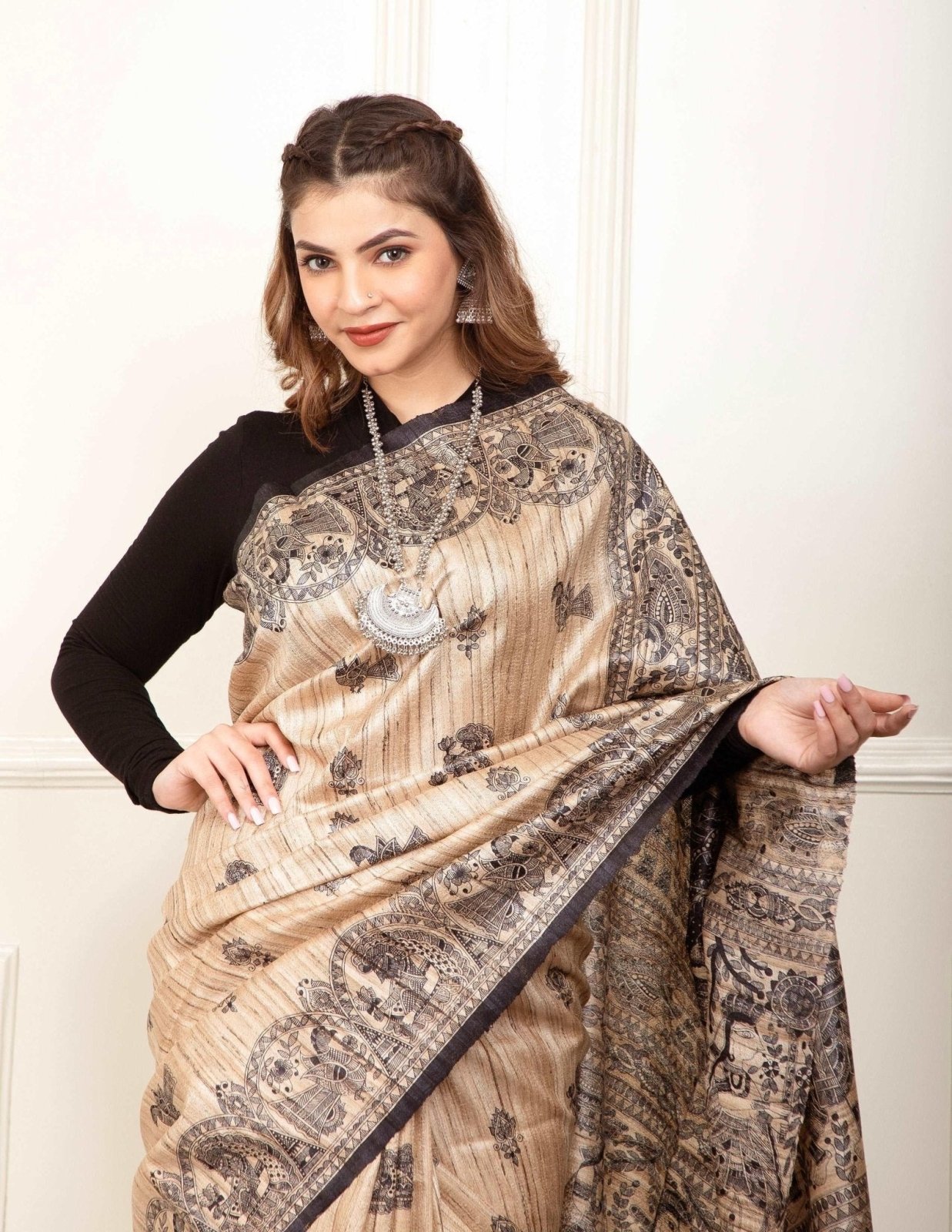 DEMEANOR | Tussar Silk | Madhubani Print | Indidha Saree