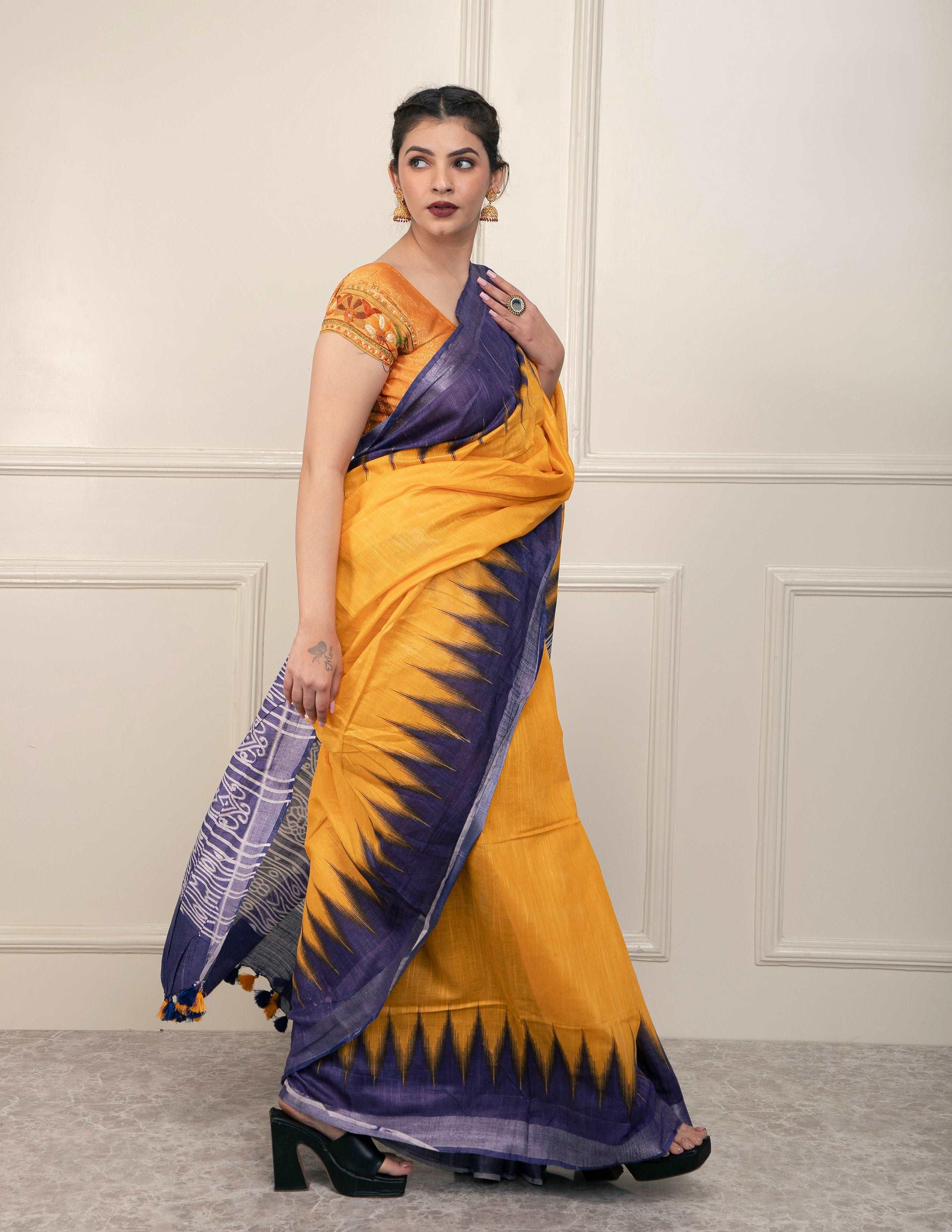 Bina Textile BGP Saree DIAMOND DRAPE | Cotton | Indidha Saree