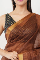 National Handloom, BGP Saree EARTHY BROWN | Kota Doria | Indidha Saree