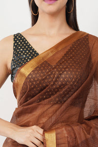 National Handloom, BGP Saree EARTHY BROWN | Kota Doria | Indidha Saree